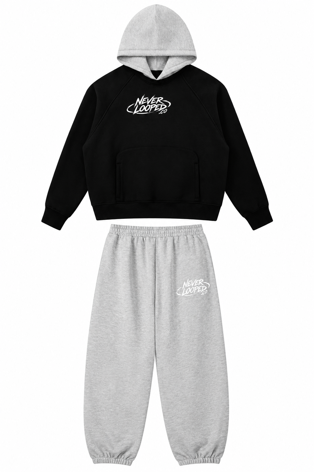 Unisex Fleece Raglan Color Block Hoodie. bundle With  Essential Jogged Sweatpants